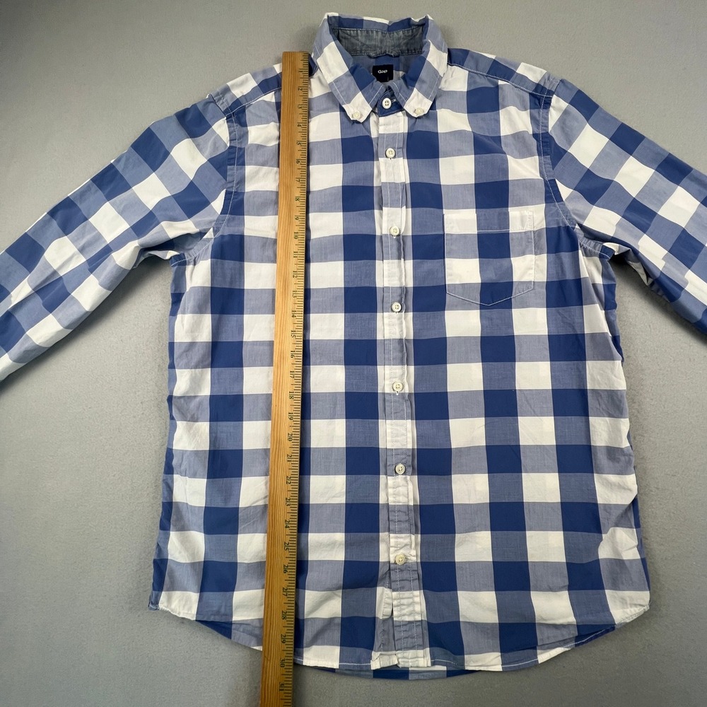 Gap Button Down Shirt Mens Large Blue Buffalo Check Plaid Cotton Casual Classic - Picture 12 of 12